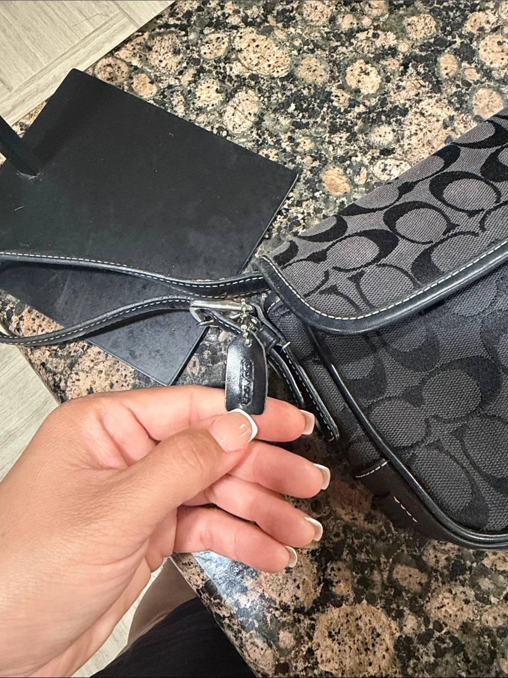 Coach Y2K black Hamptons Flap Baguette bag